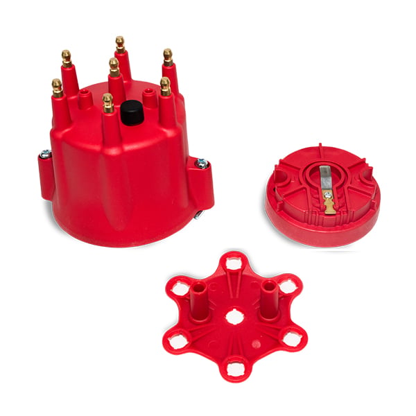 Pro Series Distributor Cap & Rotor Kit - Red - 6-Cylinder - High Quality