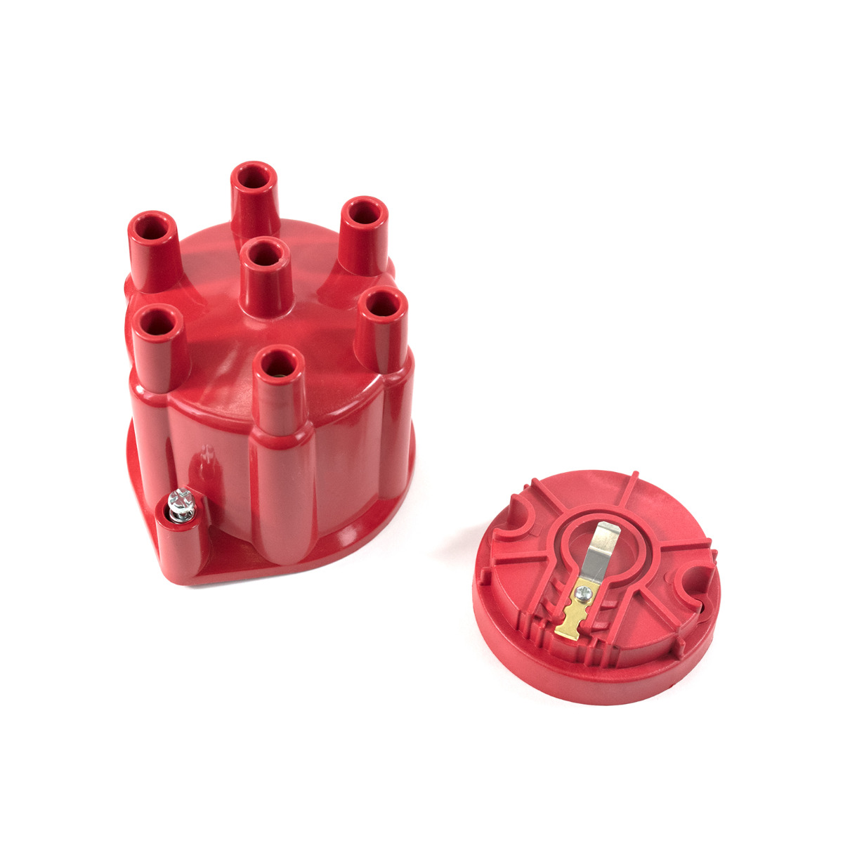 JM6976R 6-Cylinder Female Pro Series Distributor Cap & Rotor Kit, Red
