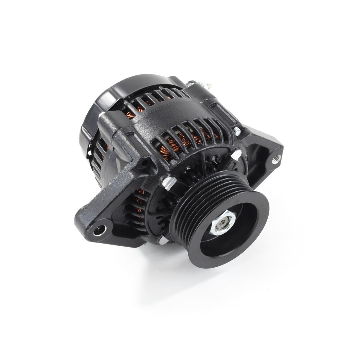 ES1015BK Black Denso Style 90A Mini Race Alternator with Serpentine Pulley