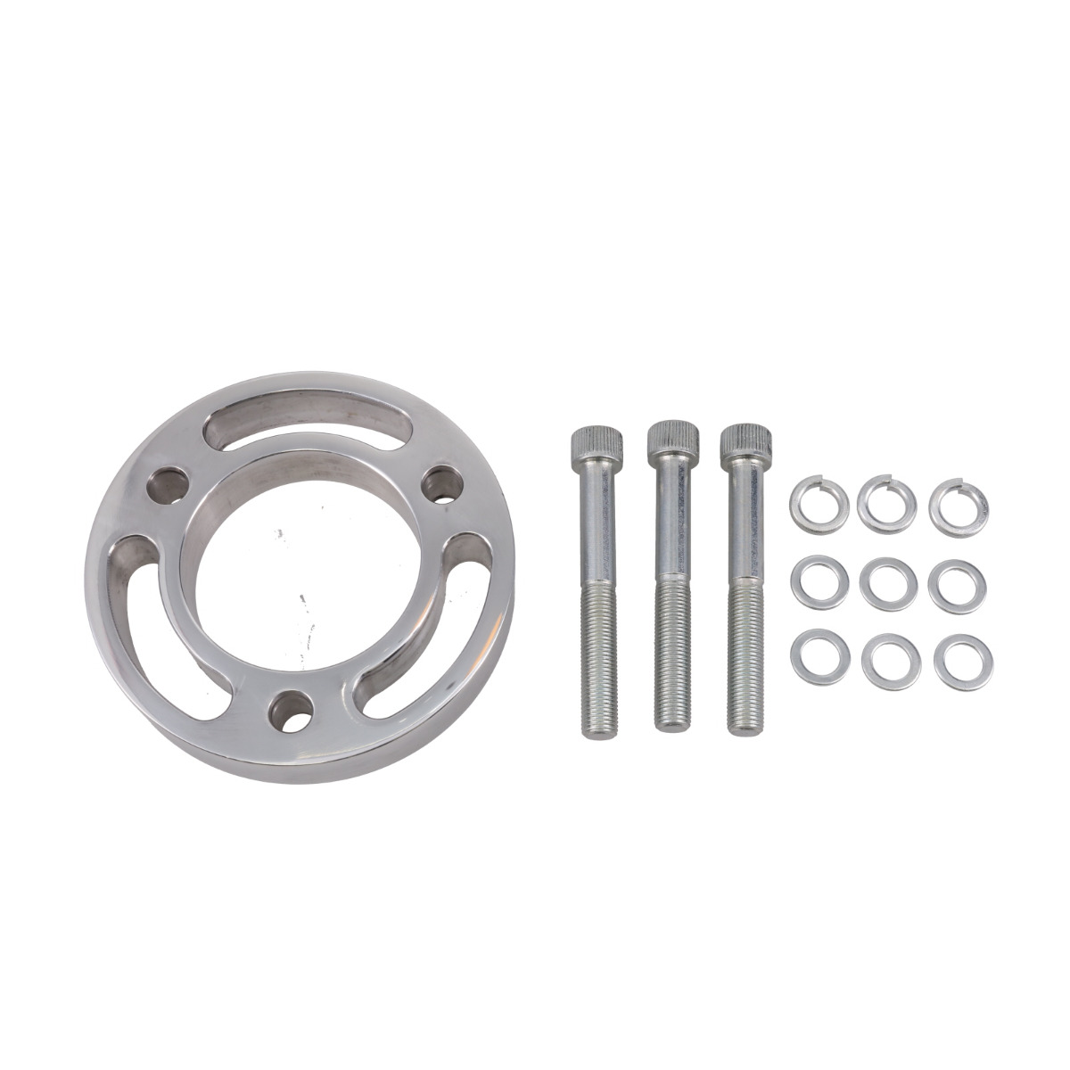Gilmer Style Crank Pulley Spacer - Polished - 0.625 in. - Includes Bolts