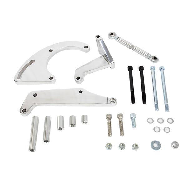 Aluminum AC Compressor Bracket - Chevy SB, Long Water Pump, Driver Side, Polished