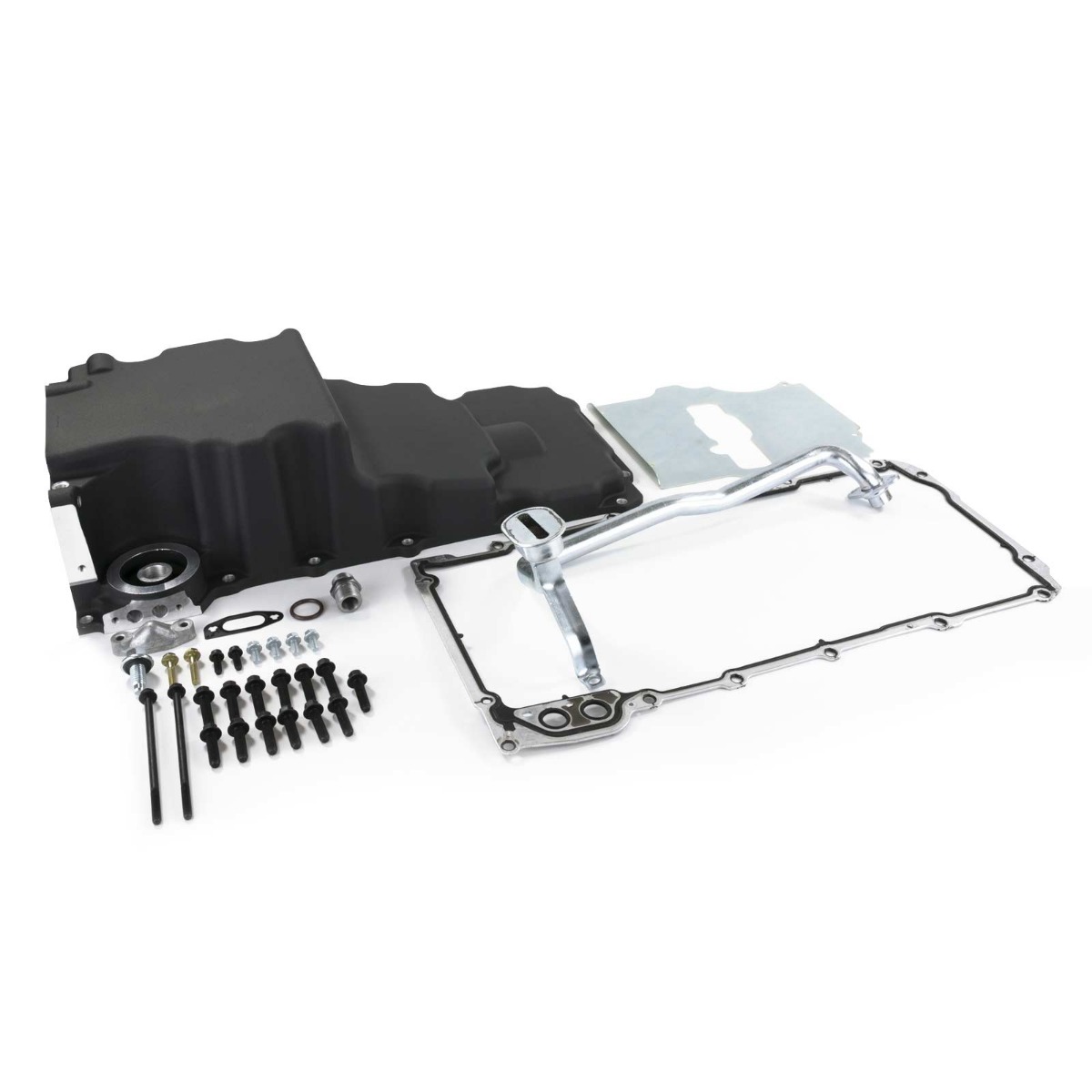 LS Aluminum Rear Sump Low-Profile Oil Pan - Black - 55 Quart Capacity - Durable Design