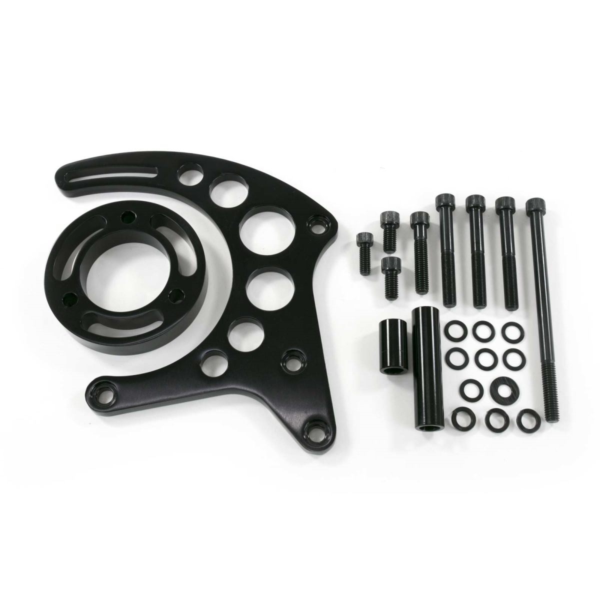 JM9121BK Chevy Small Block Long Water Pump Black Alternator Bracket