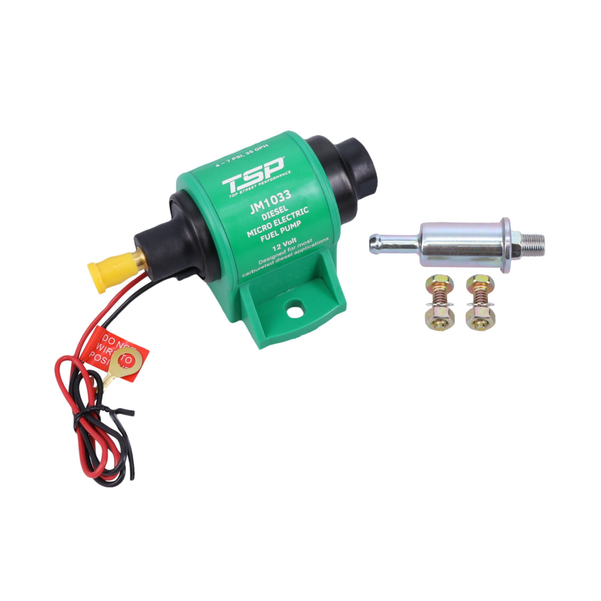 JM1033 Micro Electric 35 GPH 4-7 PSI Diesel Fuel Pump with Filter for Carburetor