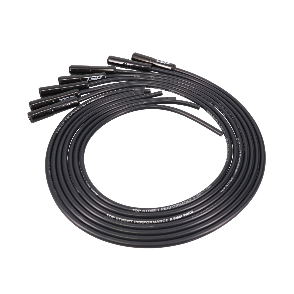 81025BCE Universal LS & LT Spark Plug Wire Set, 8.5 mm with 180 deg Black Ceramic Plug Boots, Black Wire