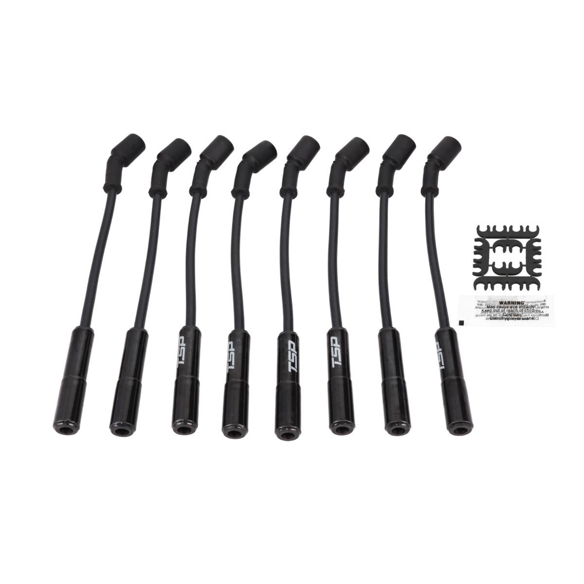 81027BCE 8.5 mm LS Spark Plug Wire Set with 180 deg Black Ceramic Plug Boots, 12 in. Length, Black Wire