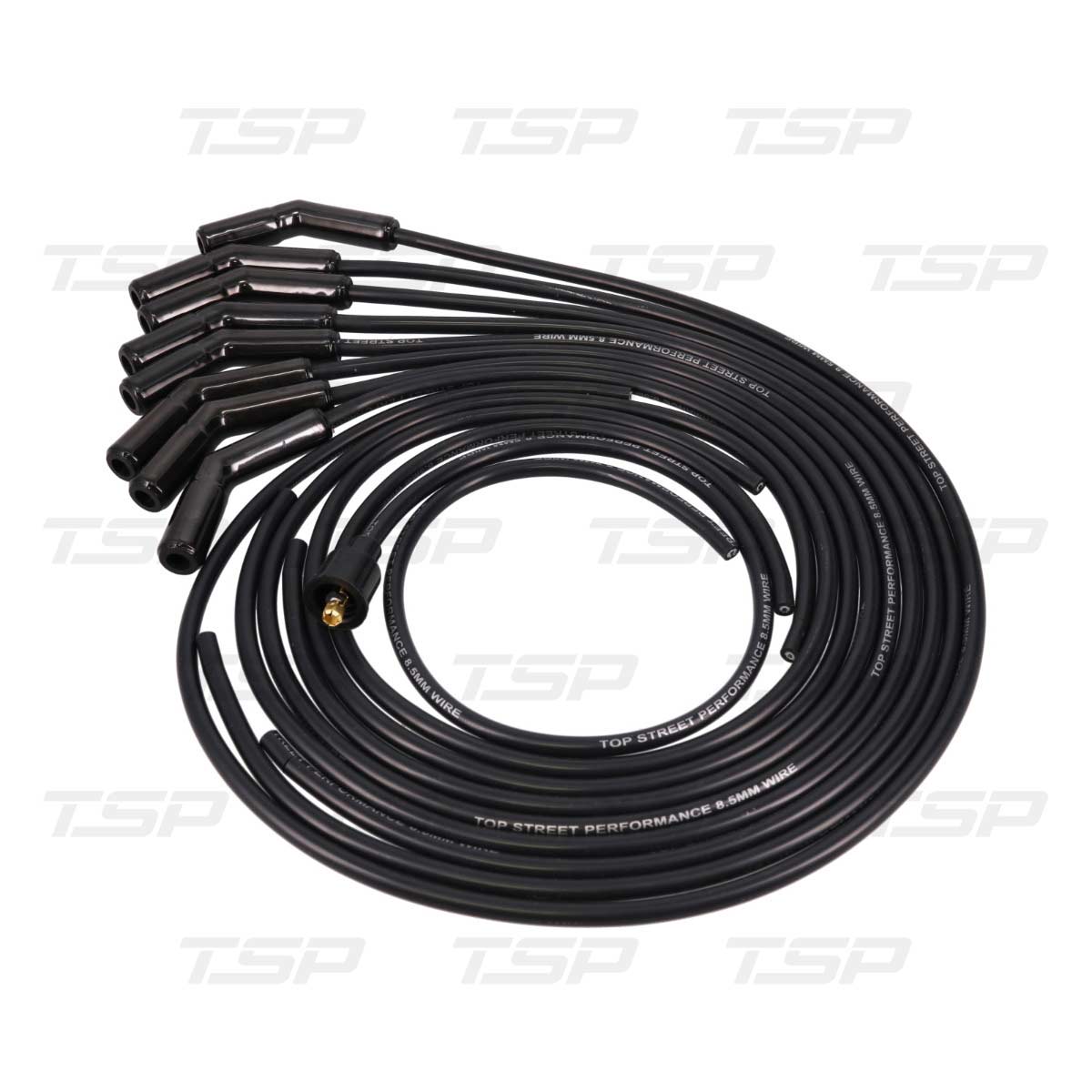 85035BCE 8.5 mm Universal Spark Plug Wire Set with 135 deg Black Ceramic Plug Boots, Black Wire