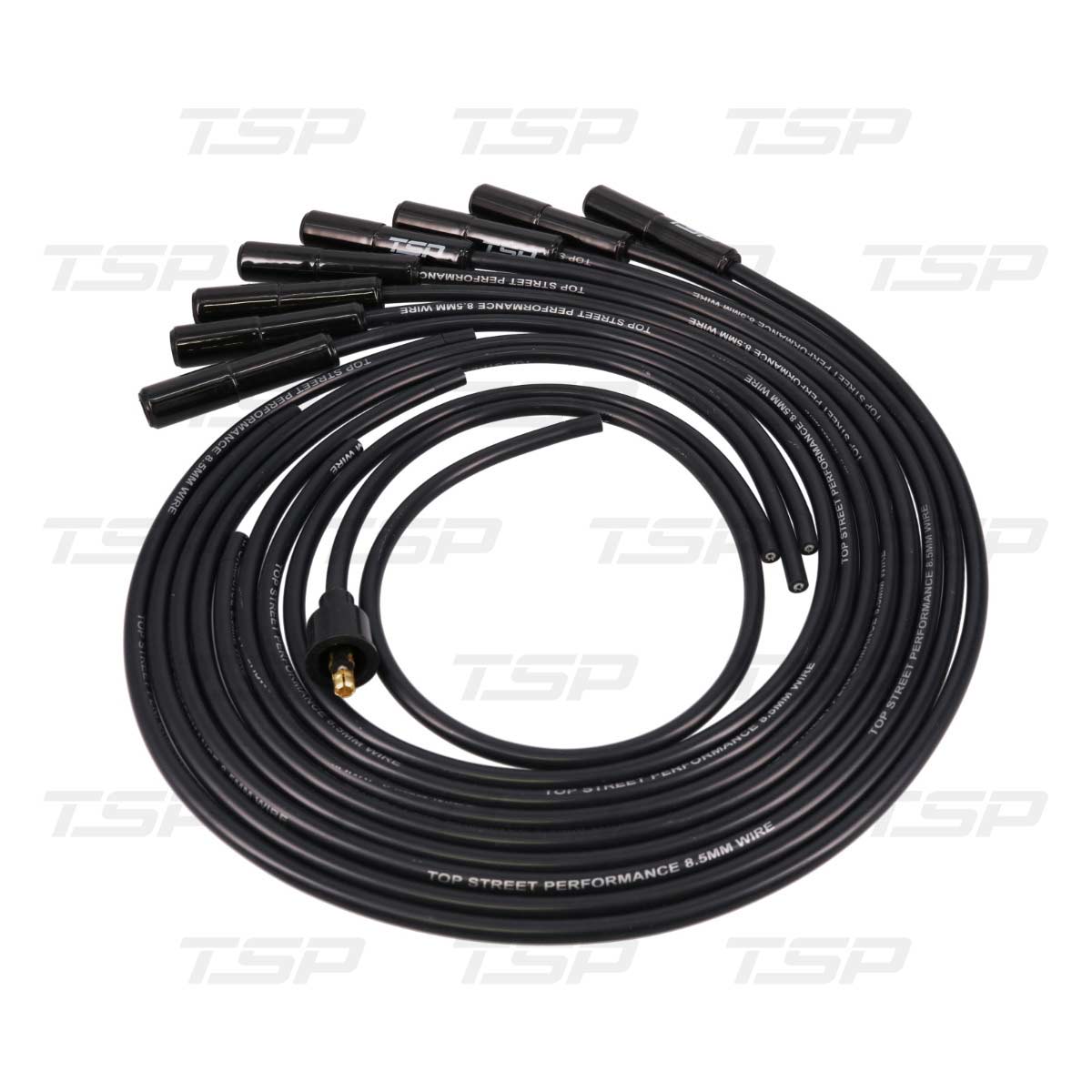 85080BCE 8.5 mm Universal Spark Plug Wire Set with 180 deg Black Ceramic Plug Boots, Black