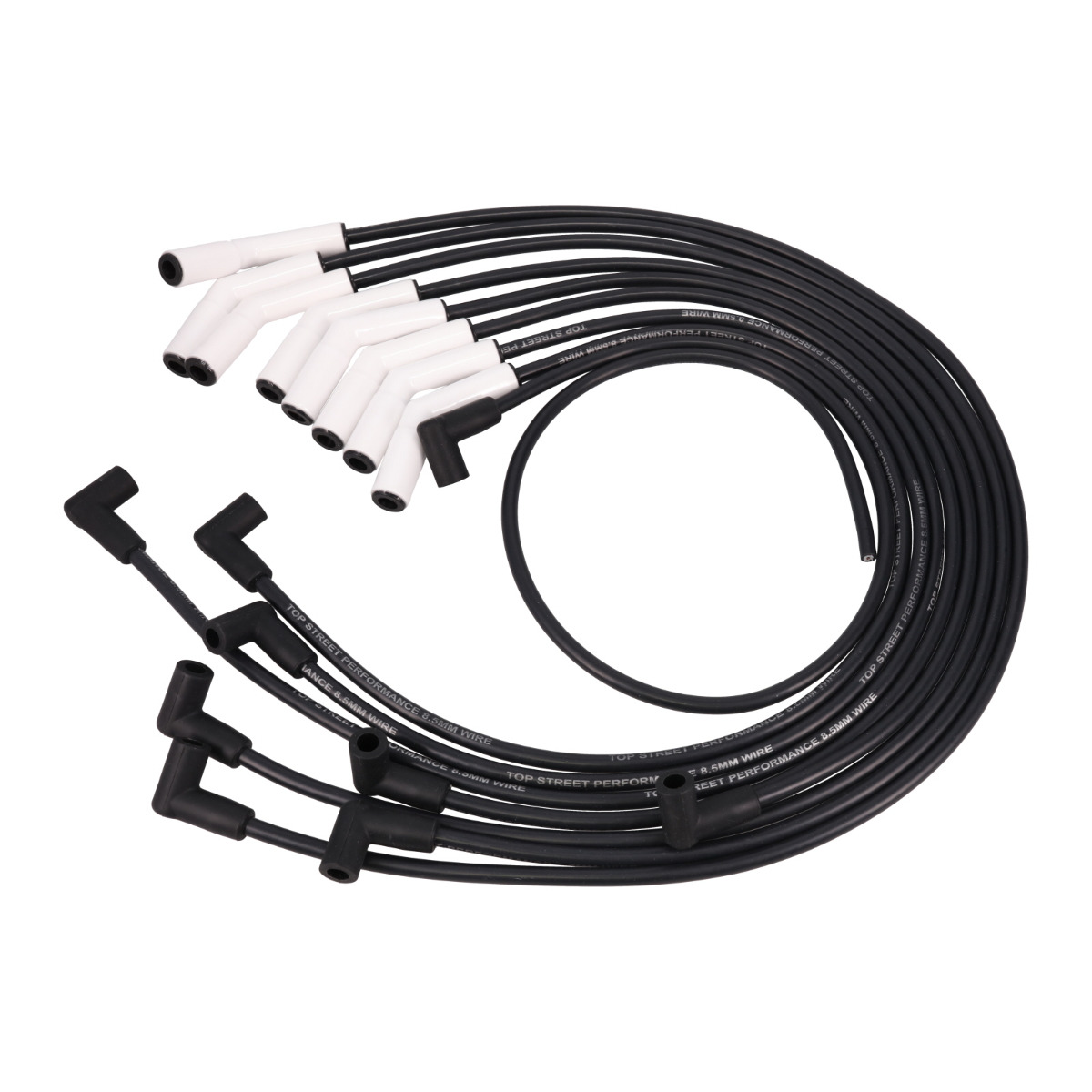 88032CE 8.5 mm Chevy Big Block Spark Plug Wire Set with 135 deg Ceramic Plug Boots, White