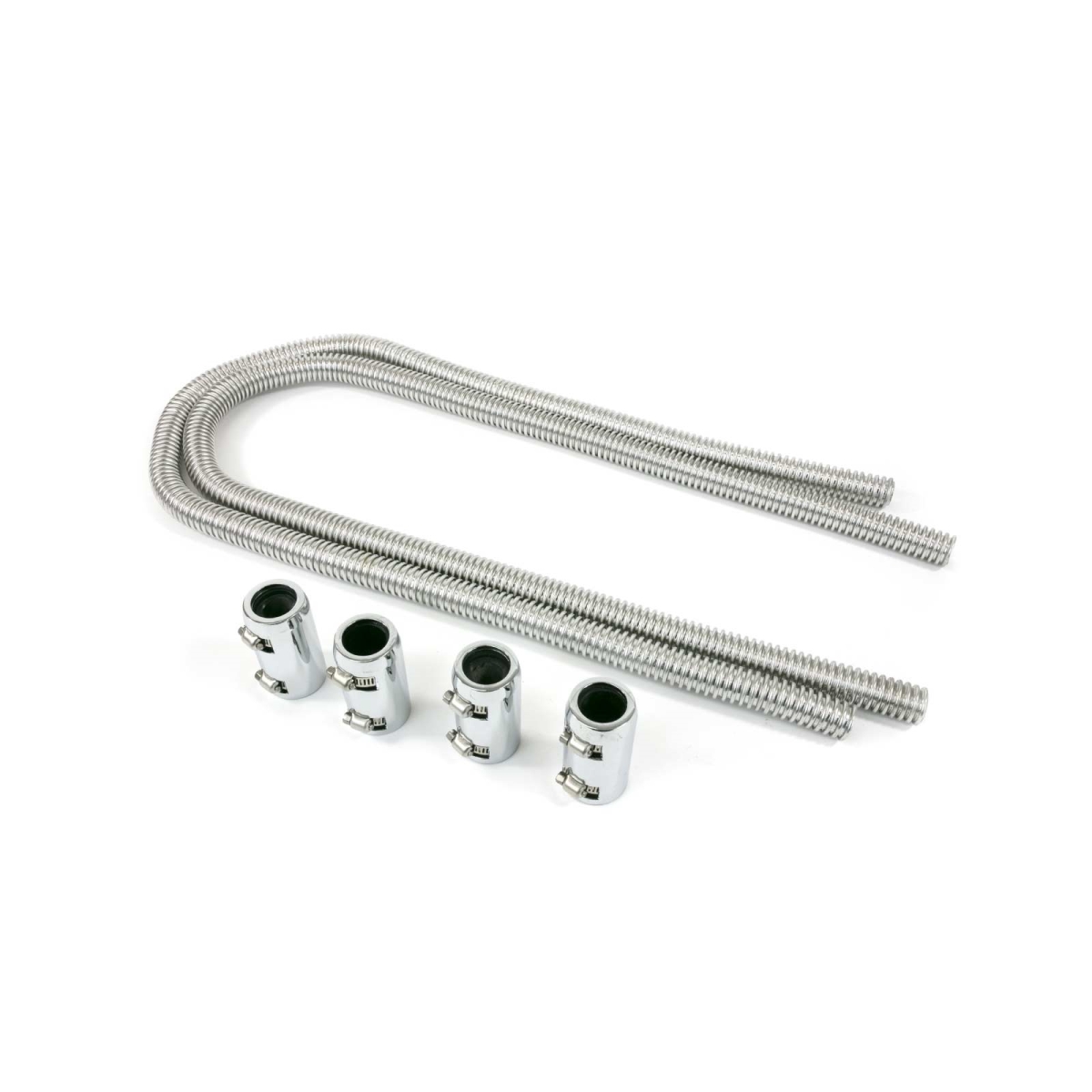 44 in. Polished Stainless Steel Flexible Heater Hose Kit