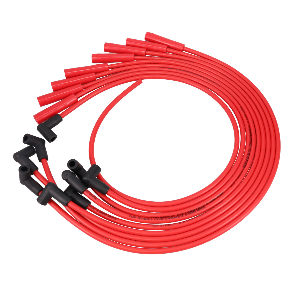 88284 8.5 mm Ford Big Block Spark Plug Wire Set with 180 deg Plug Boots, Red