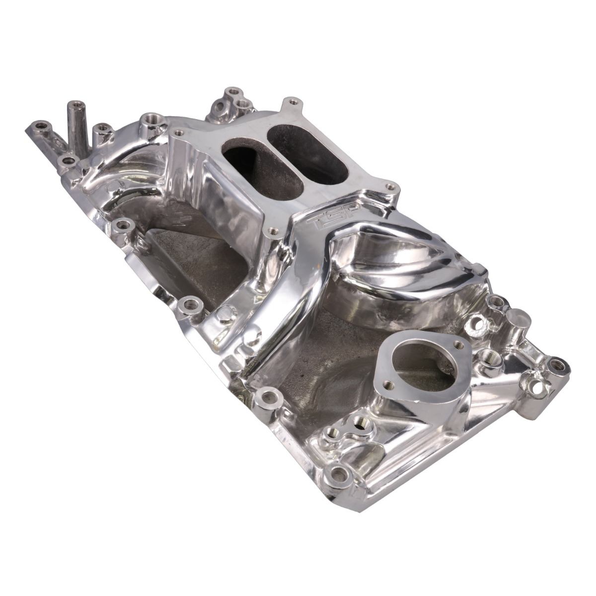 84025 Ford Small Block Carbureted Polished Aluminum Dual Plane Air Gap Intake Manifold -  Top Street Performance