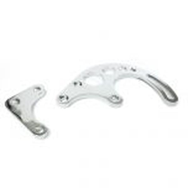Chevy Small Block Long Water Pump Power Steering Bracket, Chrome - 2 Piece