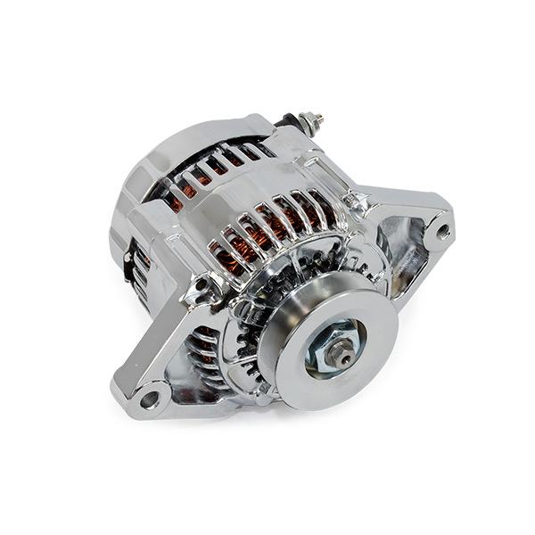 90 Amp, 1 Wire Chevrolet Mini Racing Alternator, Chrome Finish