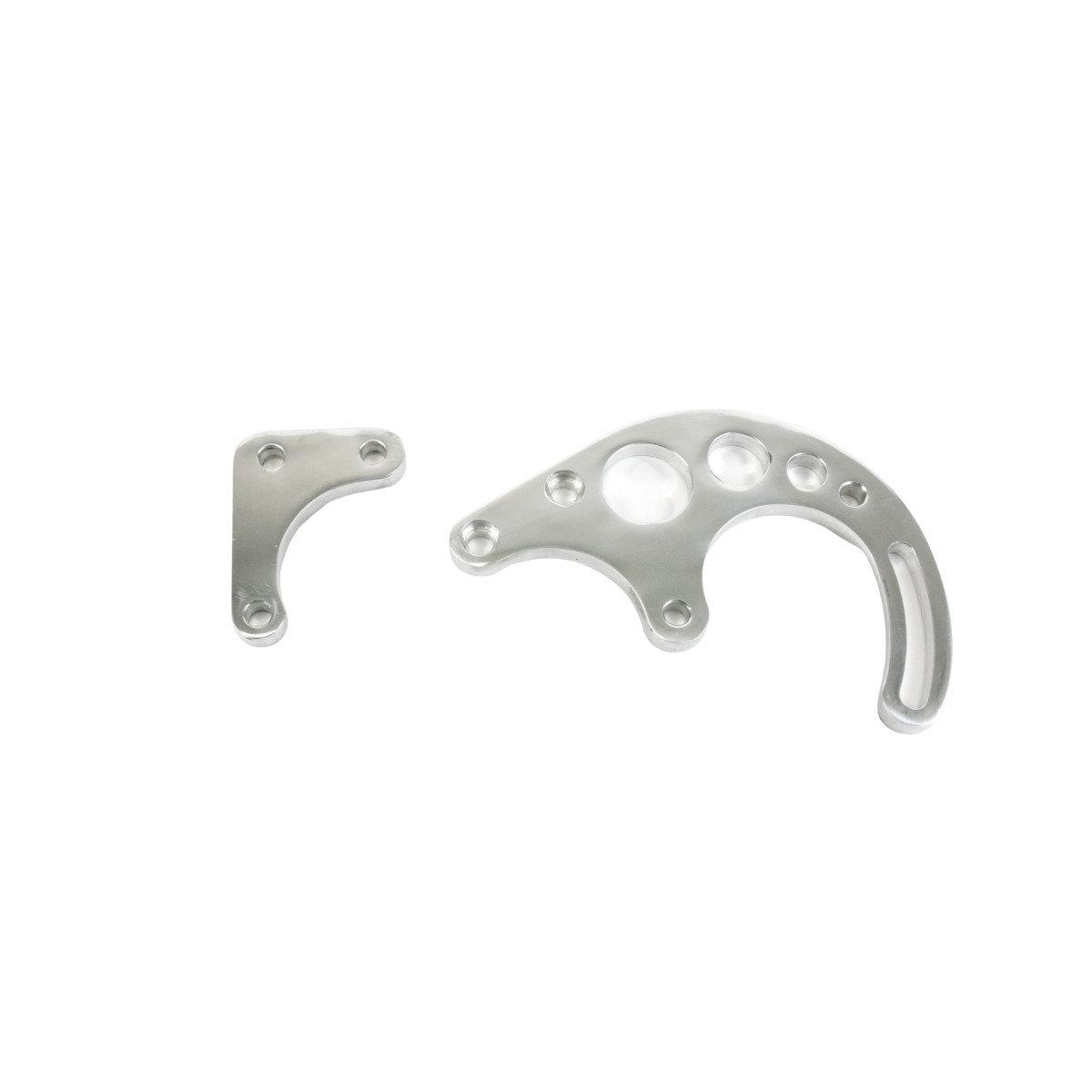 Chevy Small Block Long Water Pump Power Steering Bracket, Polished - 2 Piece