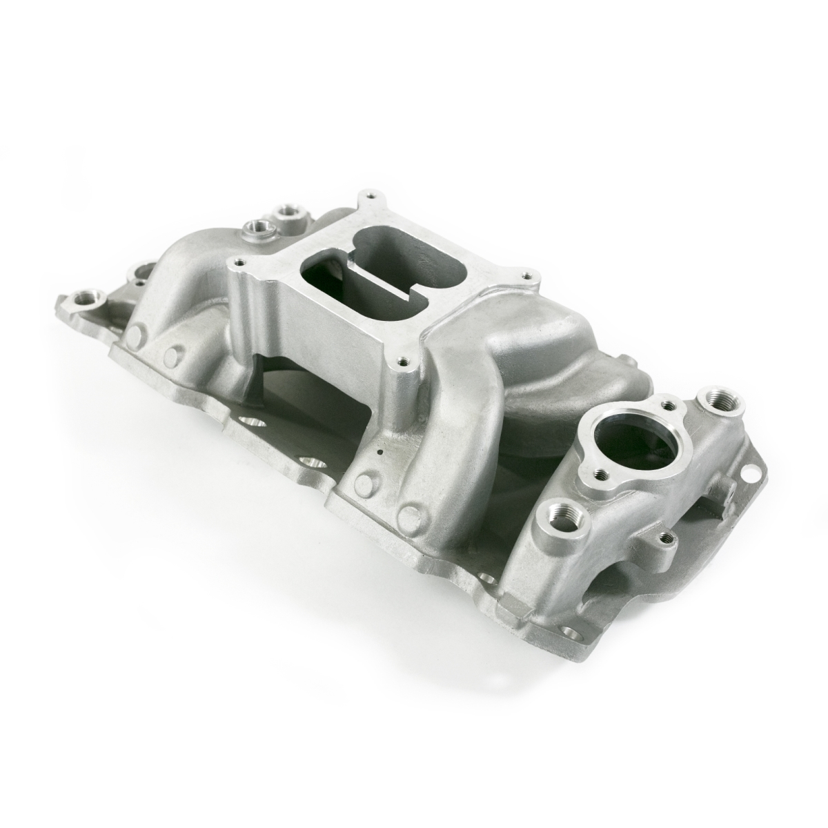 82026 Chevy Small Block Carbureted Satin Aluminum Dual Plane Air Gap Intake Manifold -  Top Street Performance