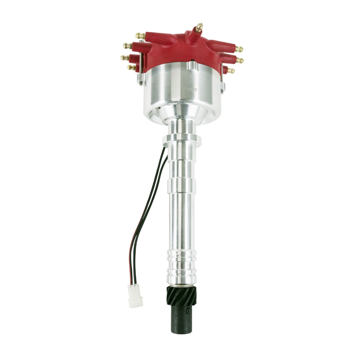 JM9601R Chevy SB & BB V8 Low-Profile Pro Series Pro Billet Distributor with Crab Cap, Red