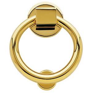 Picture of Baldwin 0195060 Satin Brass and Brown Ring Style Solid Brass Door Knocker
