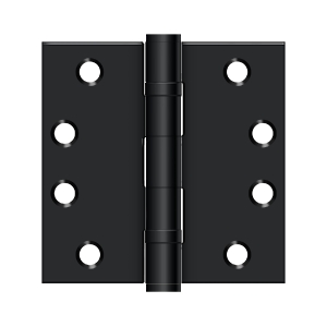 Square Hinges Flat - Black - 4 x 4 in.