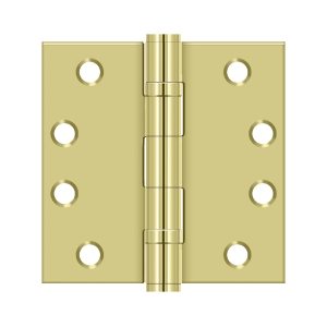 S44HDBB3 Square Hinges - Polished Brass, 4 x 4 in.