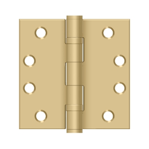S44HDBB4 Square Hinges - Brushed Brass, 4 x 4 in.
