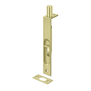 Flush Bolt, Heavy Duty, Square Unlacquered Bright Brass 6"