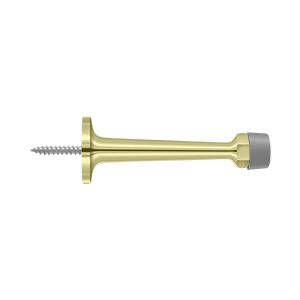 Baseboard Door Bumper, Solid Brass Unlacquered Bright Brass 3-1/4"
