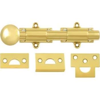 6SB3-UNL Heavy Duty Surface Bolt in Unlacquered Brass - 6 in.