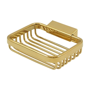 WBR4535CR003 Solid Brass Rectangular Wire Basket Soap Holder - Polished Brass