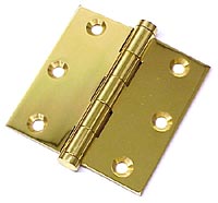DSB33-UNL Square Hinge Brass - 3 x 3 in. - Unlacquered Brass