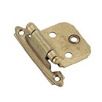 Variable Overlay Self-Closing, Face Mount Burnished Brass Hinge - 1 Pair