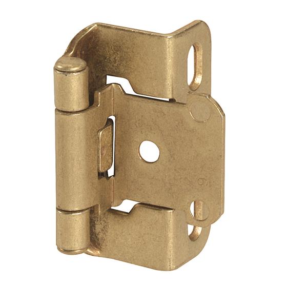 1/2in 13 mm Overlay Self-Closing, Partial Wrap Burnished Brass Hinge - 1 Pair