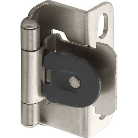 1/2in 13 mm Overlay Single Demountable, Partial Wrap Satin Nickel Hinge - 1 Pair