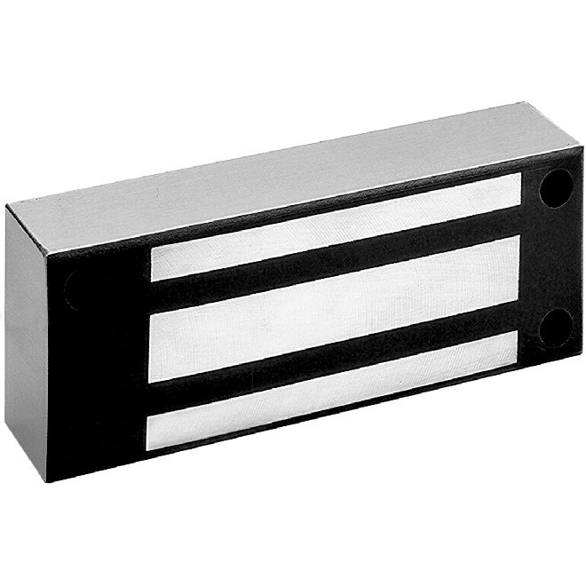 M62FGSASM 12-24 V DC M62 Magnalock Face Drilled with Gate Conduit with SASM Bracket, Satin Stainless Steel