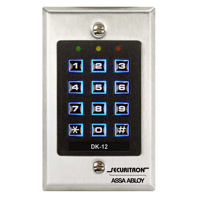 DK12 Digital Keypad System with Illuminated Keys Single Gang, Satin Stainless Steel
