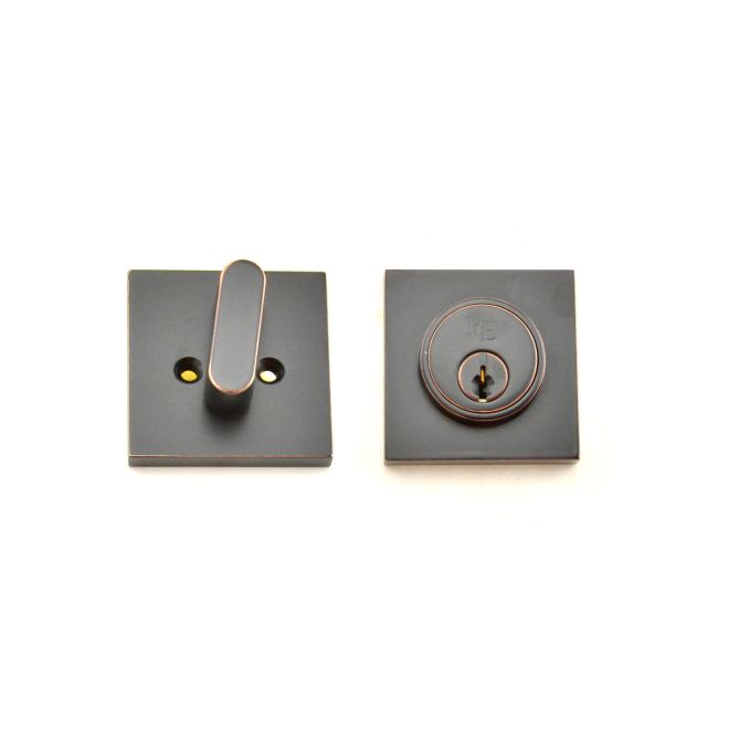 Square Single Cylinder Deadbolt with Adjustable Latch & Round Corner Full Lip Strike, Oil Rubbed Bronze