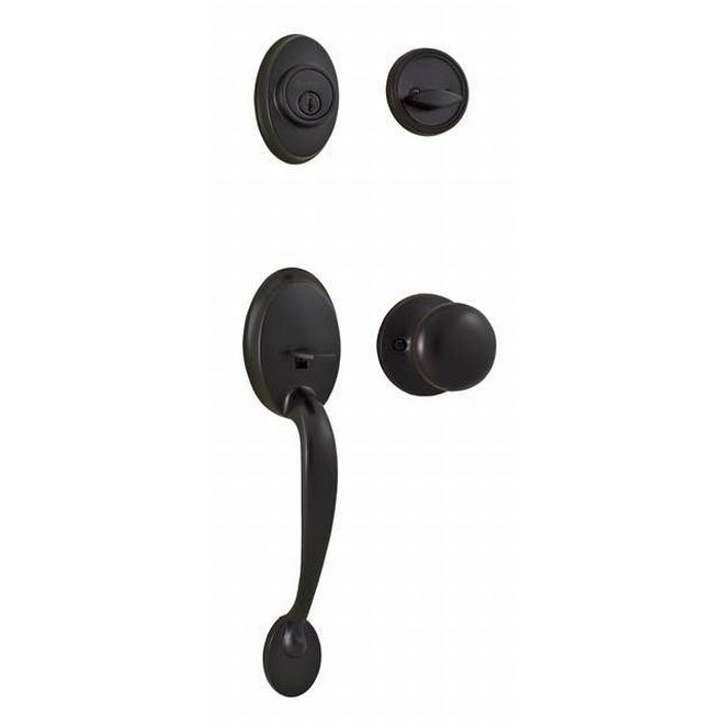 02810-1S1FR2D Hillcrest Single Cylinder Handleset with Salem Trim with Adjustable Latch & Round Corner Strikes, Oil Rubbed Bronze