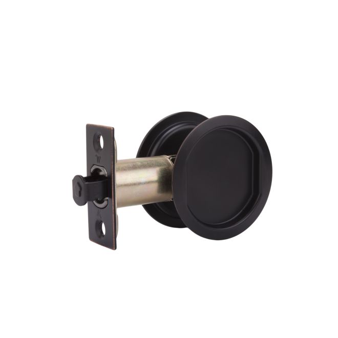Passage Pocket Door Lock with Adjustable Backset & Full Lip Strike - Oil Rubbed Bronze