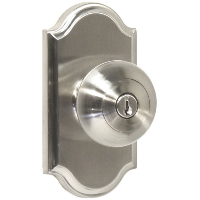 Impresa Premiere Entry Lock with Adjustable Latch & Full Lip Strike, Satin Nickel