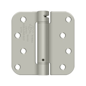 Left Hand Square Spring Hinge, Brushed Nickel