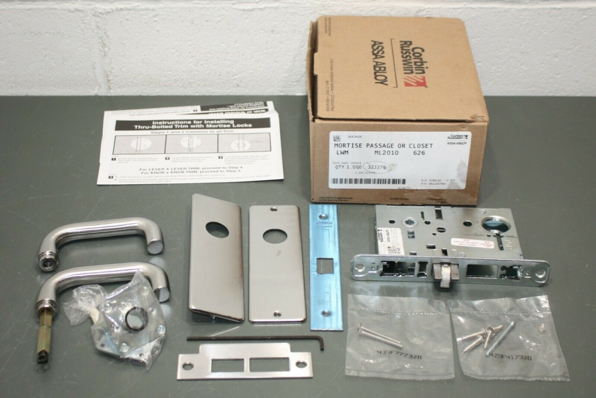 ML2010LWM626 Passage Mortise Lock with Wrought Lustra Lever & M Escutcheon, Satin Chrome