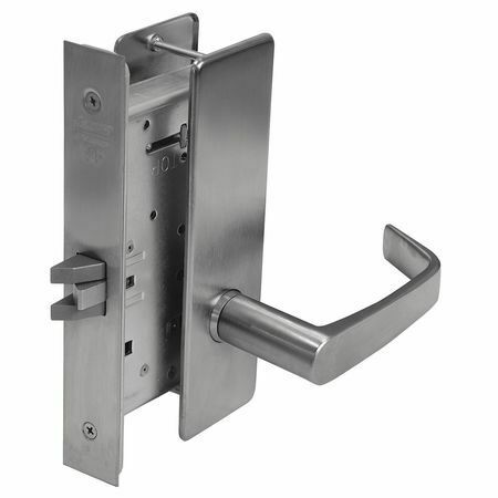 Passage Mortise Lock with Newport Lever & M Escutcheon, Satin Chrome