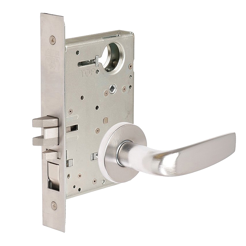Single Cylinder Office Mortise Lock with Citation Lever & A Rose Less Cylinder, Satin Chrome