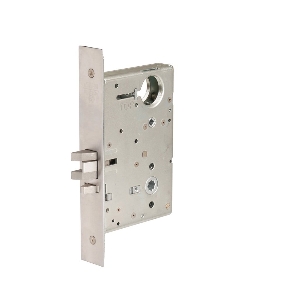 Single Cylinder Classroom Mortise Lever by Lever Lock Body, Strike, Front Plate & Screws, Satin Chrome