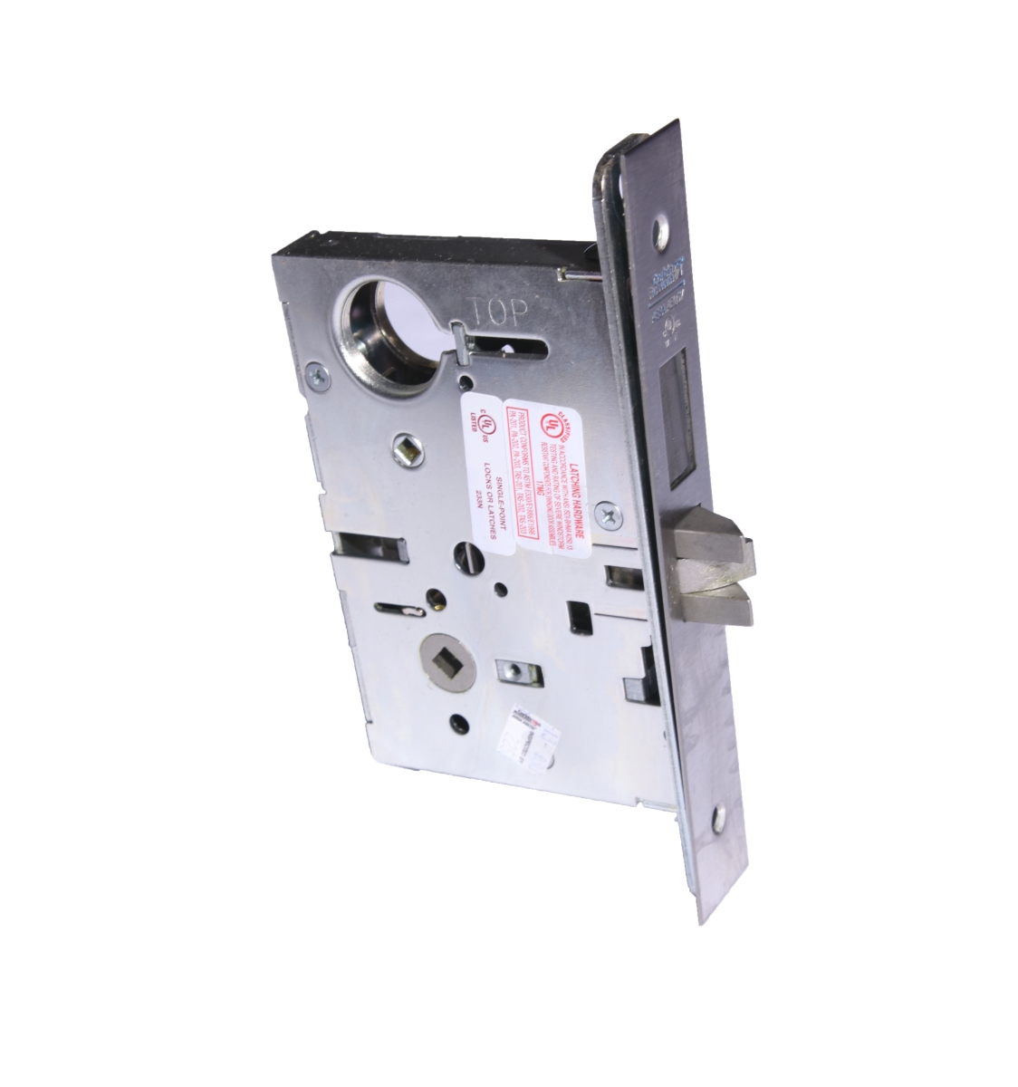 Single Cylinder Storeroom Mortise Lever by Lever Lock Body, Strike, Front Plate & Screws, Satin Chrome