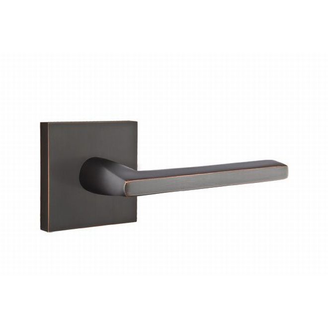 Helios Lever Left Hand Privacy with Square Rose, Oil Rubbed Bronze