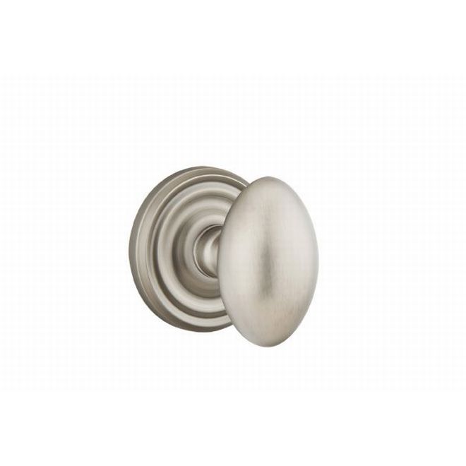 Egg Knob Privacy with Regular Rose, Antique Nickel