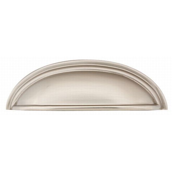 4 in. Center to Center Cup Cabinet Pull, Satin Nickel