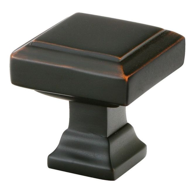 1.25 in. Geometric Square Cabinet Knob, Oil Rubbed Bronze