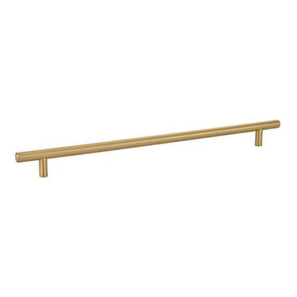 12 in. Center to Center Brass Bar Cabinet Pull, Satin Brass